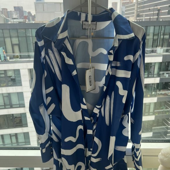 RUNAWAY The Label Ruby Blue Shirt Satin Dress - Picture 4 of 6